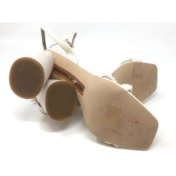 Sam Edelman Kia Beads Women's Size 9.5 Modern Ivory Ankle Strap Block Heels - Picture 7 of 7